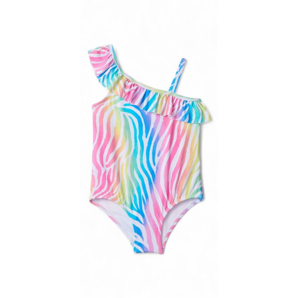 Hartley Rainbow Zebra One Shoulder Swimsuit